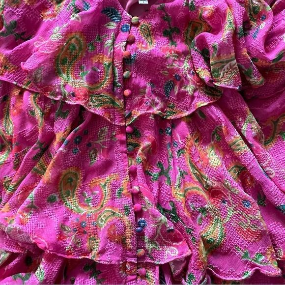 HEMANT AND NANDITA - Fit And Flare Spaghetti Strap Short Dress Fuchsia Siz S - Picture 7 of 8